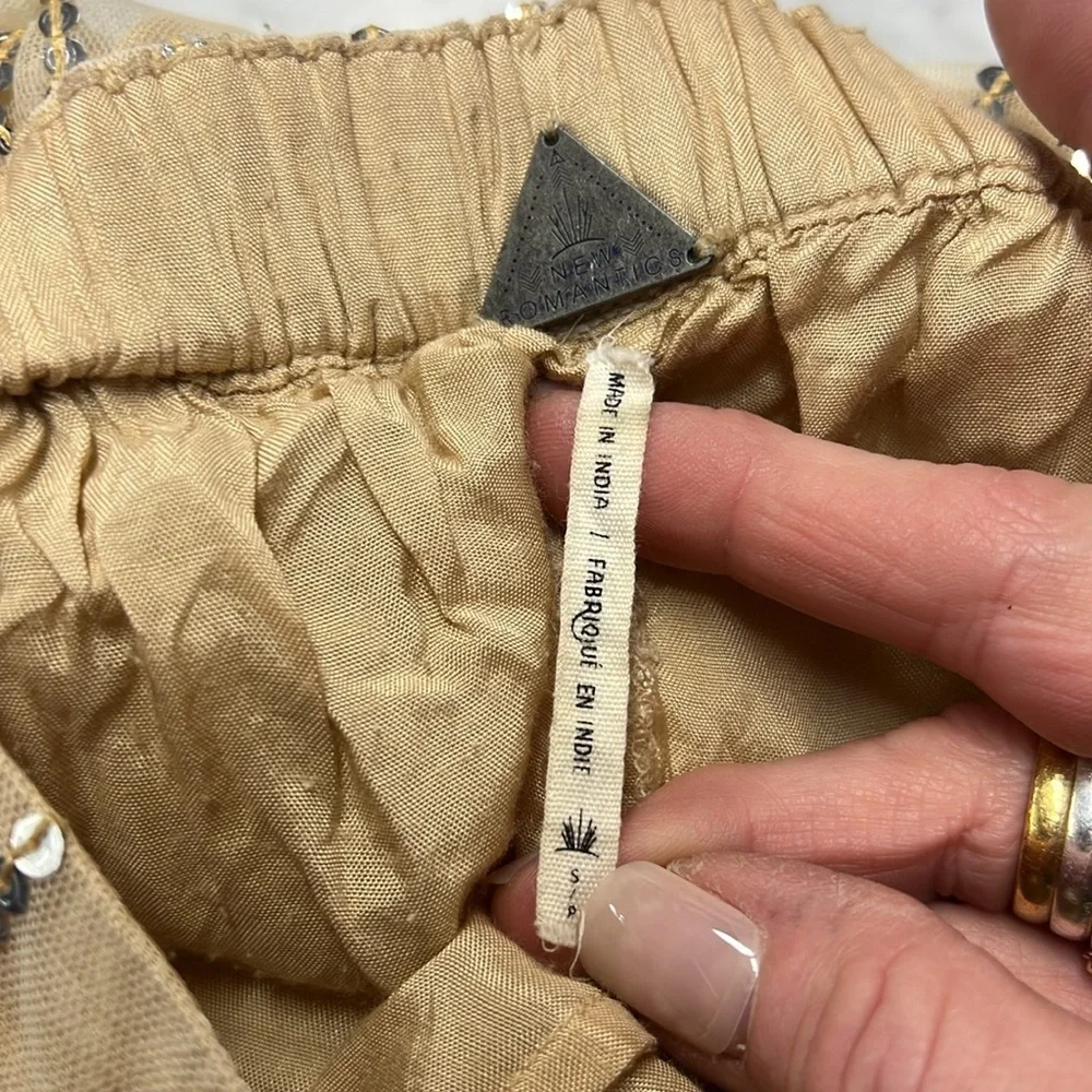 New Romantics | Free People Pull On Sequin Wide Leg Pants with Boy Shorts S - Picture 8 of 11